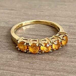 BBJ Honey Quartz and Gold Plated 925 Sterling Silver Ring - Size 7.5